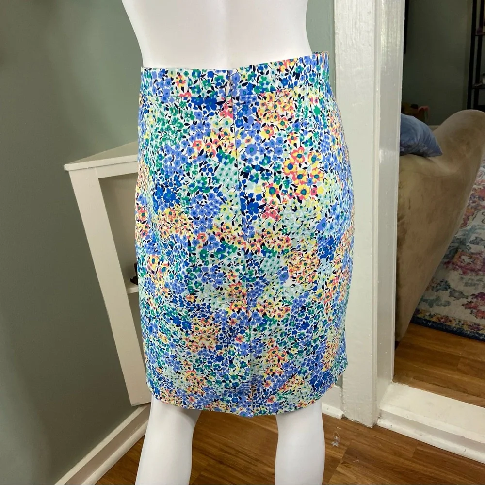 NWT New J. Crew Spring Floral Colorful Print Mini Midi Pencil Wiggle Skirt Sz 8